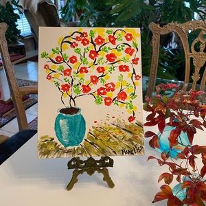 Original Nana Lisa Acrylic Blue Vase 8x10in Painting